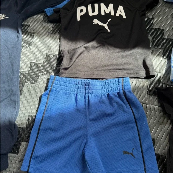 Puma Black & Royal Blue Kids Athletic Tee with Blue Shorts - Picture 5 of 6